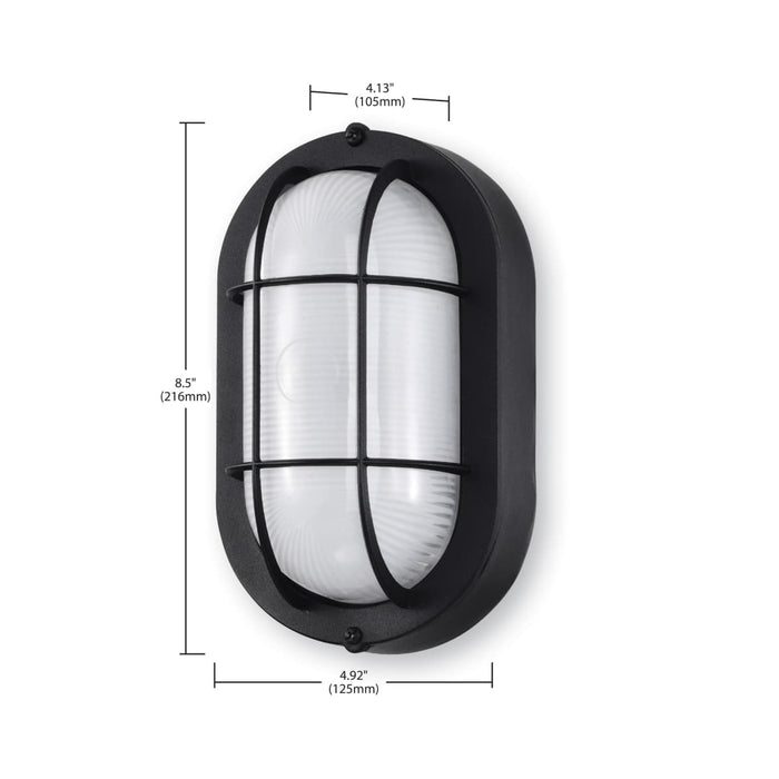 Bulk Head Nuvo 62-1389 LED Small Oval Bulk Head Fixture - Black Finish with White Glass Nuvo