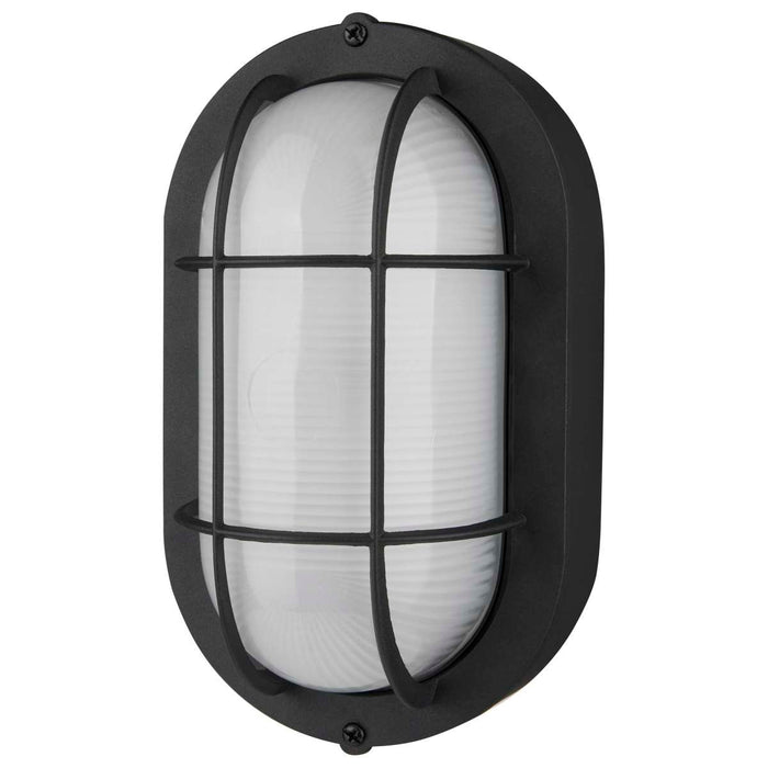 Bulk Head Nuvo 62-1389 LED Small Oval Bulk Head Fixture - Black Finish with White Glass Nuvo