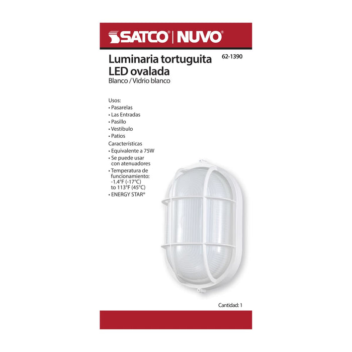Bulk Head Nuvo 62-1390 LED Oval Bulk Head Fixture - White Finish with White Glass Nuvo