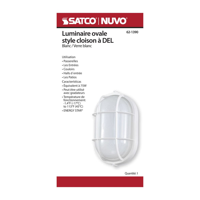 Bulk Head Nuvo 62-1390 LED Oval Bulk Head Fixture - White Finish with White Glass Nuvo