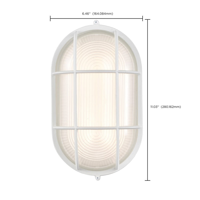 Bulk Head Nuvo 62-1390 LED Oval Bulk Head Fixture - White Finish with White Glass Nuvo