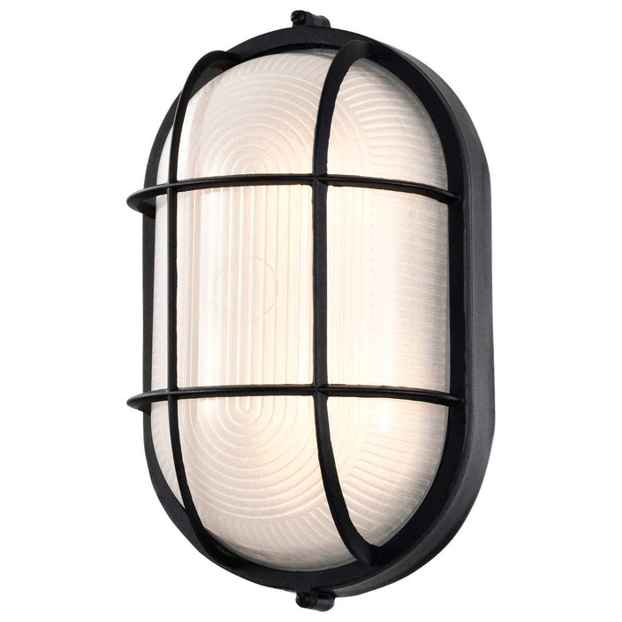Bulk Head Nuvo 62-1391 LED Oval Bulk Head Fixture - Black Finish with White Glass Nuvo