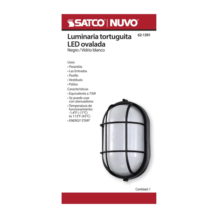 Bulk Head Nuvo 62-1391 LED Oval Bulk Head Fixture - Black Finish with White Glass Nuvo