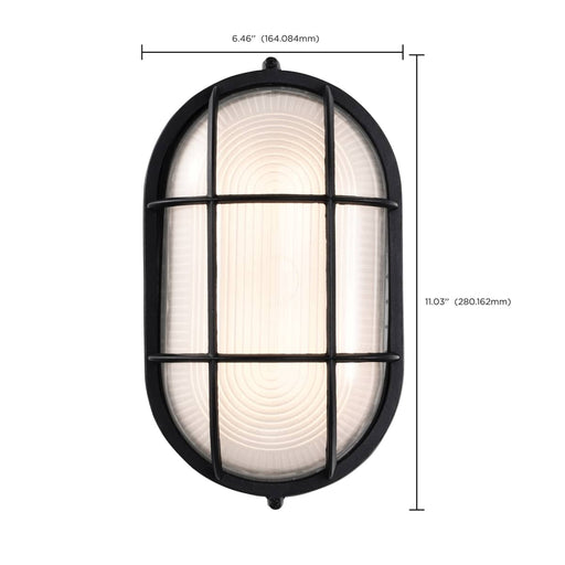 Bulk Head Nuvo 62-1391 LED Oval Bulk Head Fixture - Black Finish with White Glass Nuvo