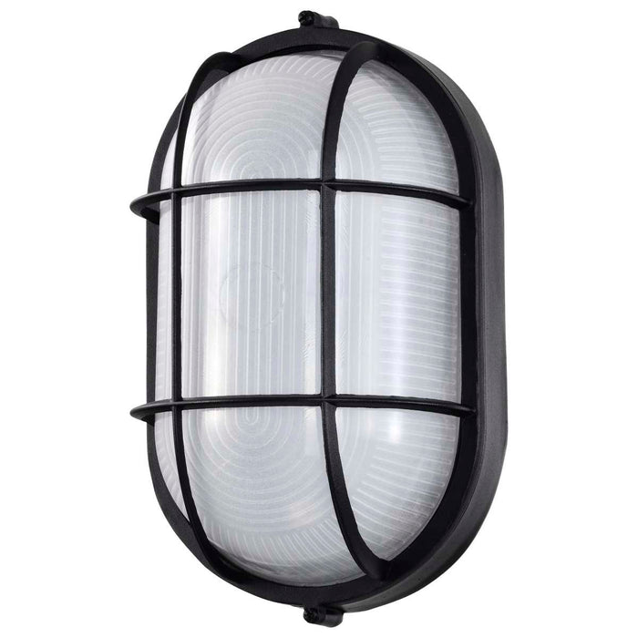 Bulk Head Nuvo 62-1391 LED Oval Bulk Head Fixture - Black Finish with White Glass Nuvo