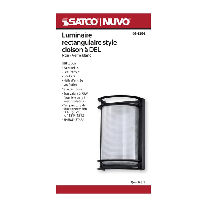 Bulk Head Nuvo 62-1394 LED Rectangular Bulk Head Fixture - Black Finish with White Glass Nuvo