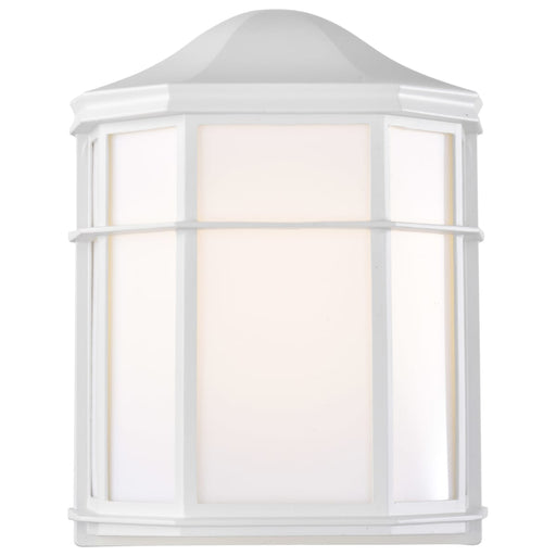 Bulk Head Nuvo 62-1396 LED Cage Lantern Fixture - White Finish with White Linen Acrylic Nuvo
