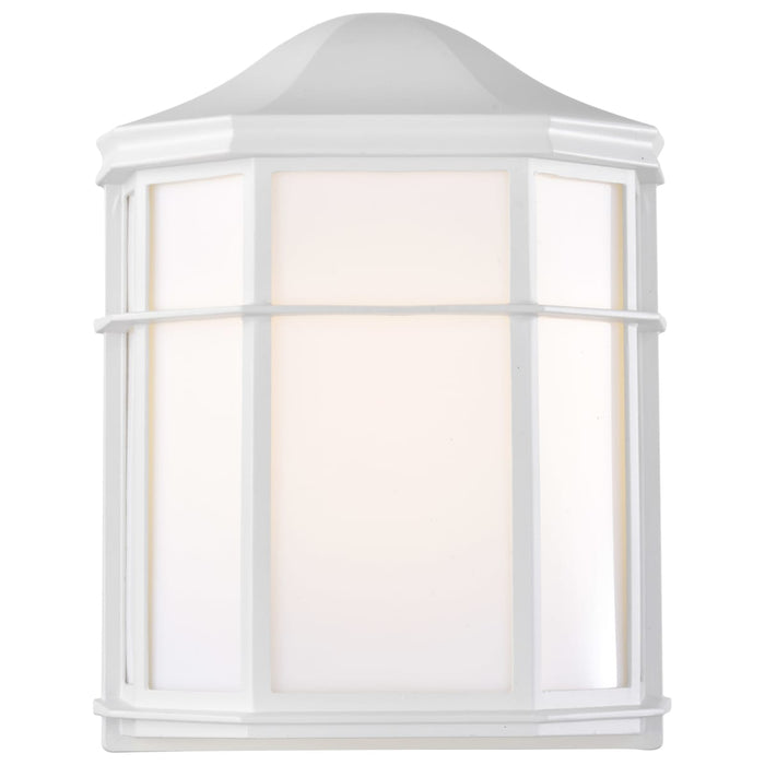 Bulk Head Nuvo 62-1396 LED Cage Lantern Fixture - White Finish with White Linen Acrylic Nuvo