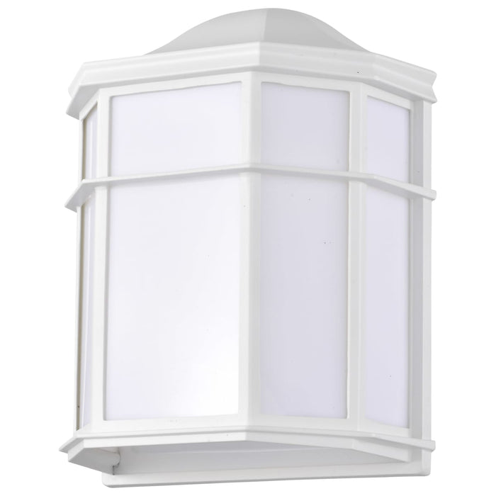 Bulk Head Nuvo 62-1396 LED Cage Lantern Fixture - White Finish with White Linen Acrylic Nuvo
