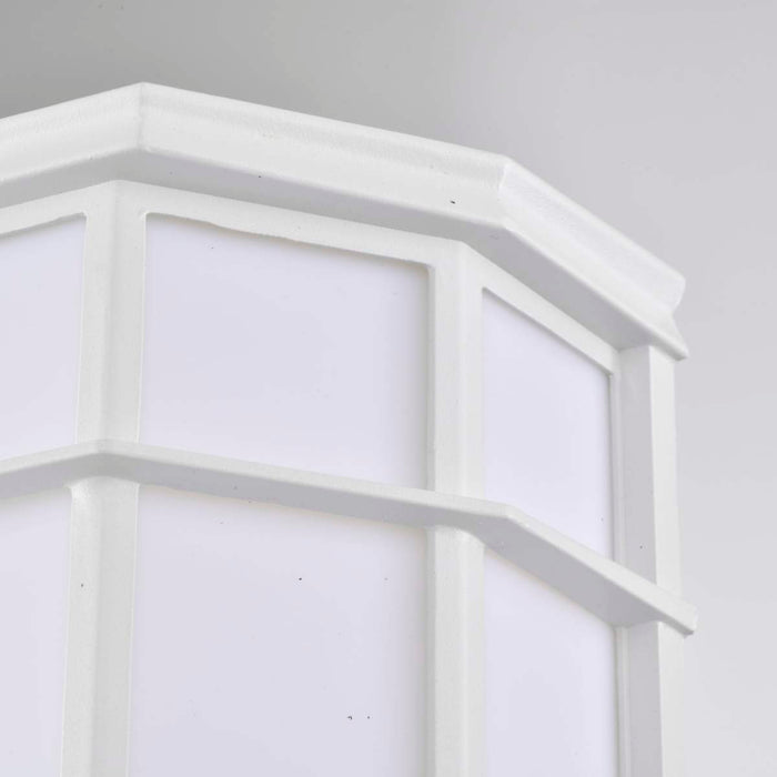 Bulk Head Nuvo 62-1396 LED Cage Lantern Fixture - White Finish with White Linen Acrylic Nuvo