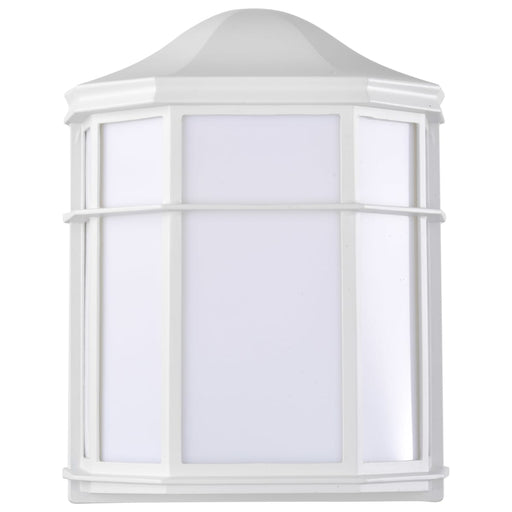 Bulk Head Nuvo 62-1396 LED Cage Lantern Fixture - White Finish with White Linen Acrylic Nuvo