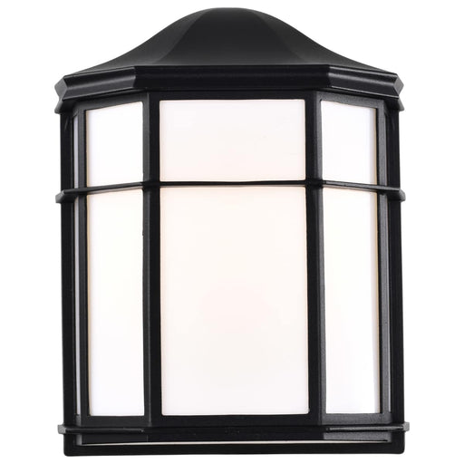 Bulk Head Nuvo 62-1397 LED Cage Lantern Fixture - Black Finish with White Linen Acrylic Nuvo