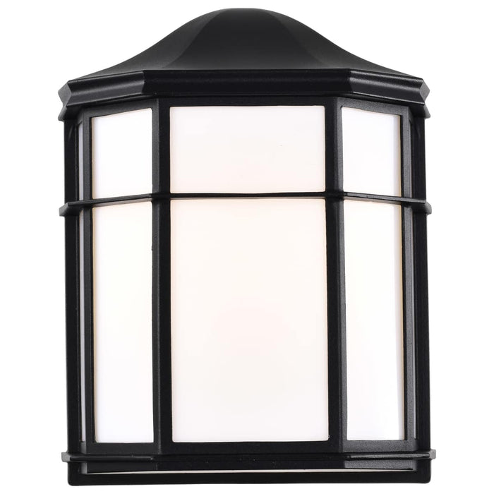 Bulk Head Nuvo 62-1397 LED Cage Lantern Fixture - Black Finish with White Linen Acrylic Nuvo
