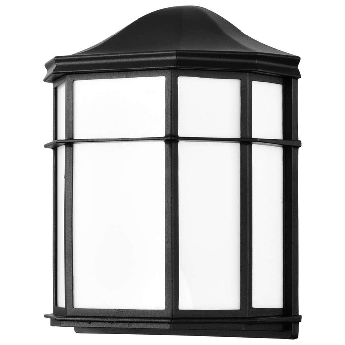 Bulk Head Nuvo 62-1397 LED Cage Lantern Fixture - Black Finish with White Linen Acrylic Nuvo