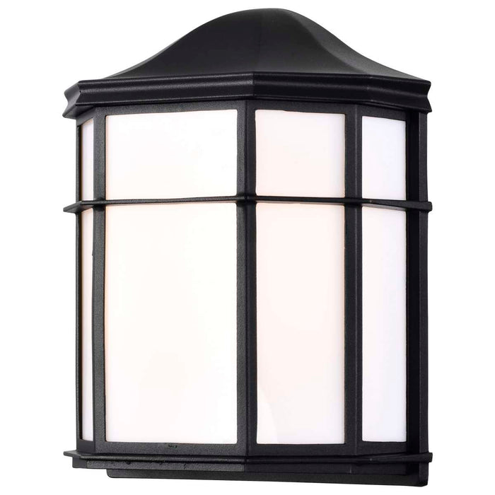 Bulk Head Nuvo 62-1397 LED Cage Lantern Fixture - Black Finish with White Linen Acrylic Nuvo
