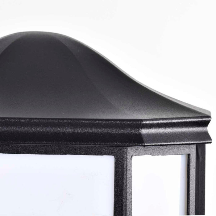 Bulk Head Nuvo 62-1397 LED Cage Lantern Fixture - Black Finish with White Linen Acrylic Nuvo