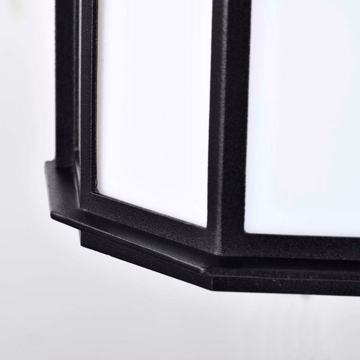 Bulk Head Nuvo 62-1397 LED Cage Lantern Fixture - Black Finish with White Linen Acrylic Nuvo