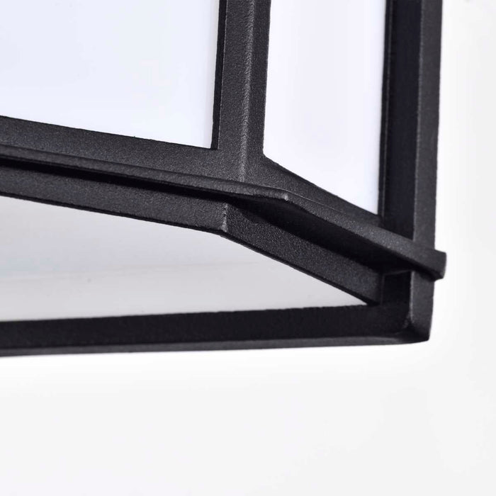 Bulk Head Nuvo 62-1397 LED Cage Lantern Fixture - Black Finish with White Linen Acrylic Nuvo