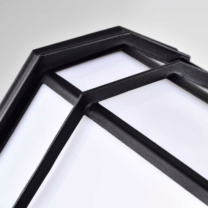 Bulk Head Nuvo 62-1397 LED Cage Lantern Fixture - Black Finish with White Linen Acrylic Nuvo