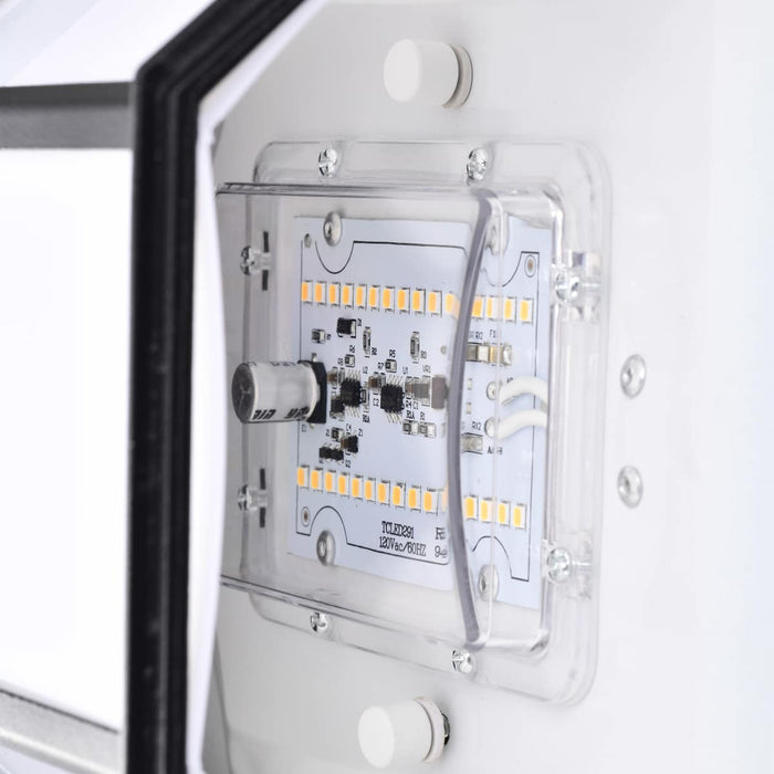 Bulk Head Nuvo 62-1397 LED Cage Lantern Fixture - Black Finish with White Linen Acrylic Nuvo