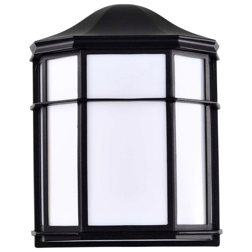 Bulk Head Nuvo 62-1397 LED Cage Lantern Fixture - Black Finish with White Linen Acrylic Nuvo
