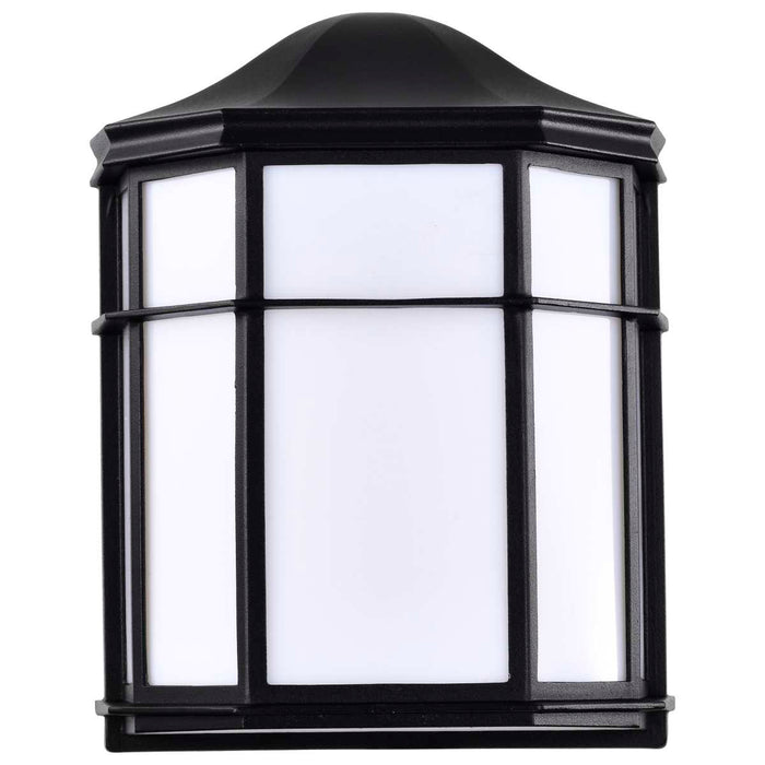 Bulk Head Nuvo 62-1397 LED Cage Lantern Fixture - Black Finish with White Linen Acrylic Nuvo