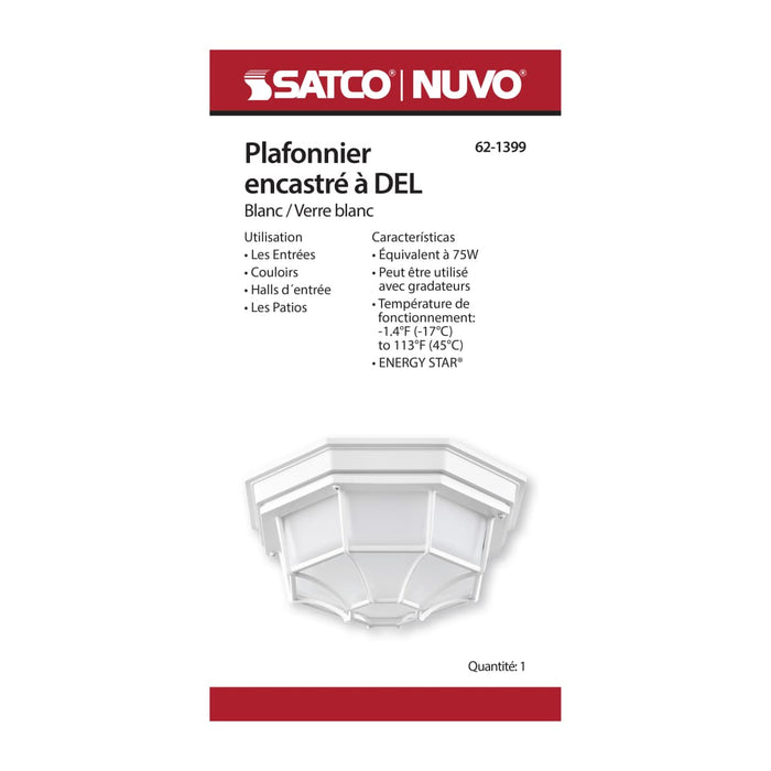 Bulk Head Nuvo 62-1399 LED Spider Cage Fixture - White Finish with Frosted Glass Nuvo
