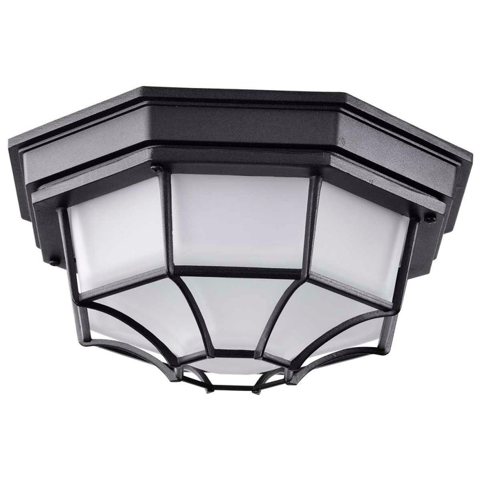 Bulk Head Nuvo 62-1400 LED Spider Cage Fixture - Black Finish with Frosted Glass Nuvo