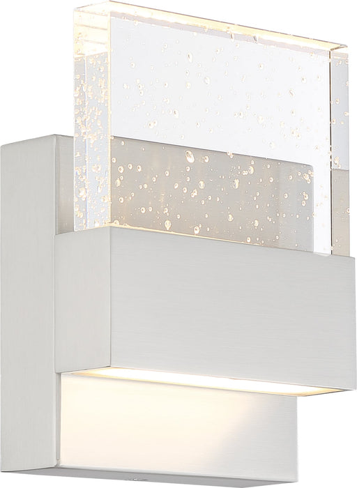 Sconce Nuvo 62-1501 Ellusion - LED Small Wall Sconce - 15W - Polished Nickel Finish with Seeded Glass Nuvo