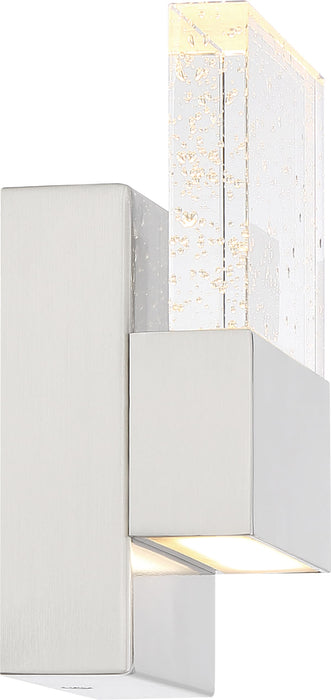 Sconce Nuvo 62-1501 Ellusion - LED Small Wall Sconce - 15W - Polished Nickel Finish with Seeded Glass Nuvo