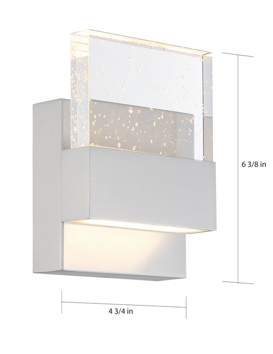 Sconce Nuvo 62-1501 Ellusion - LED Small Wall Sconce - 15W - Polished Nickel Finish with Seeded Glass Nuvo