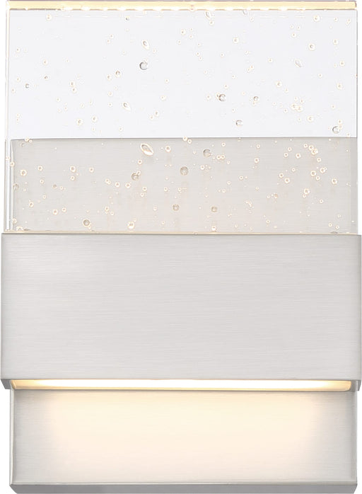 Sconce Nuvo 62-1501 Ellusion - LED Small Wall Sconce - 15W - Polished Nickel Finish with Seeded Glass Nuvo