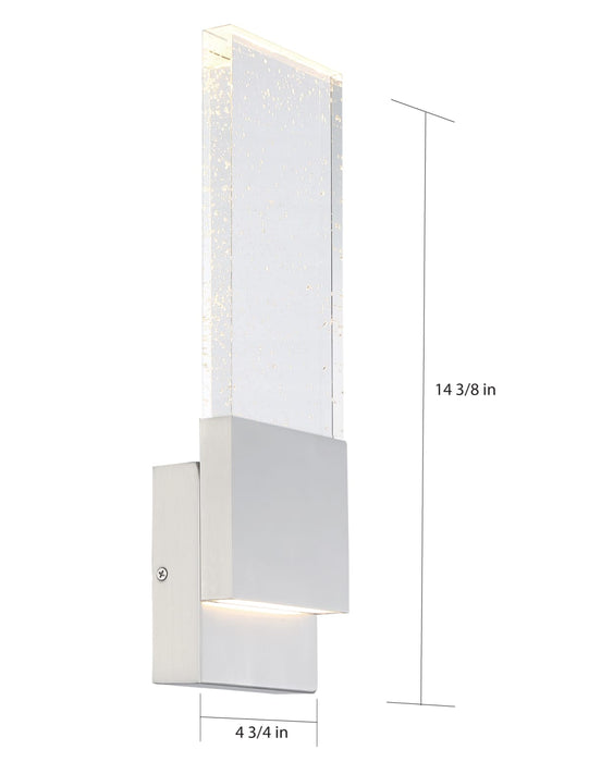Sconce Nuvo 62-1503 Ellusion - LED Large Wall Sconce - 13W - Polished Nickel Finish with Seeded Glass Nuvo