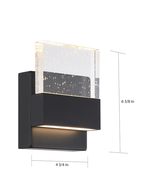 Sconce Nuvo 62-1511 Ellusion - LED Small Wall Sconce - 15W - Matte Black Finish with Seeded Glass Nuvo