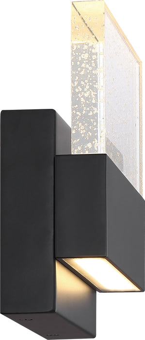 Sconce Nuvo 62-1512 Ellusion - LED Medium Wall Sconce - 15W - Matte Black Finish with Seeded Glass Nuvo