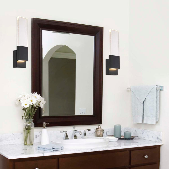 Sconce Nuvo 62-1513 Ellusion - LED Large Wall Sconce - 13W - Matte Black Finish with Seeded Glass Nuvo