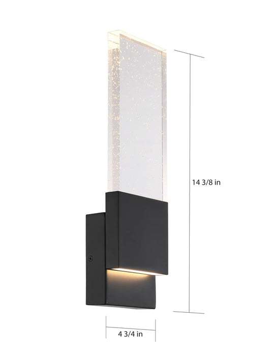 Sconce Nuvo 62-1513 Ellusion - LED Large Wall Sconce - 13W - Matte Black Finish with Seeded Glass Nuvo
