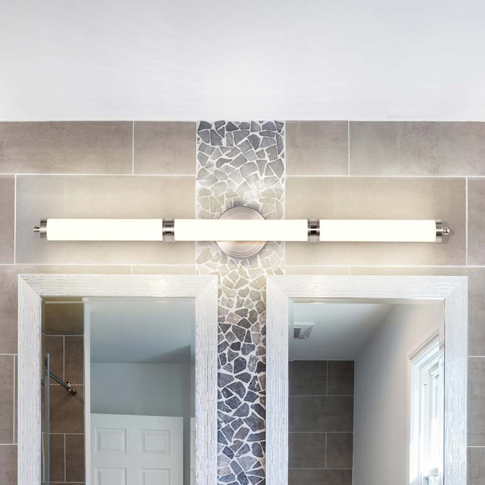 Vanity Nuvo 62-1536 Kagen Large Vanity - LED - Brushed Nickel Finish - White Acrylic Lens Nuvo