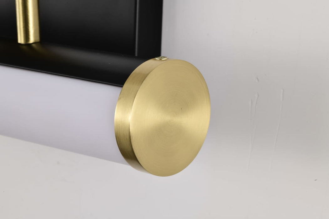 Vanity Nuvo 62-1537 Solano Small Vanity - LED - Black and Brushed Brass Finish - White Acrylic Lens Nuvo