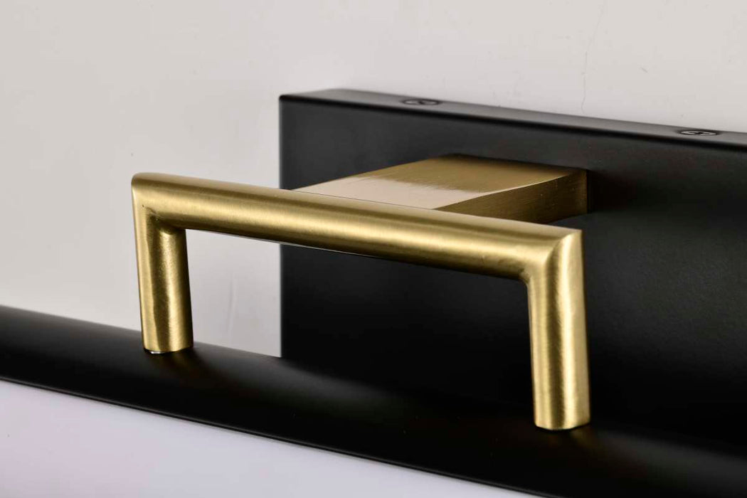 Vanity Nuvo 62-1537 Solano Small Vanity - LED - Black and Brushed Brass Finish - White Acrylic Lens Nuvo