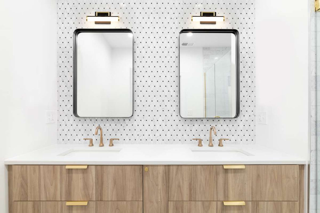 Vanity Nuvo 62-1537 Solano Small Vanity - LED - Black and Brushed Brass Finish - White Acrylic Lens Nuvo
