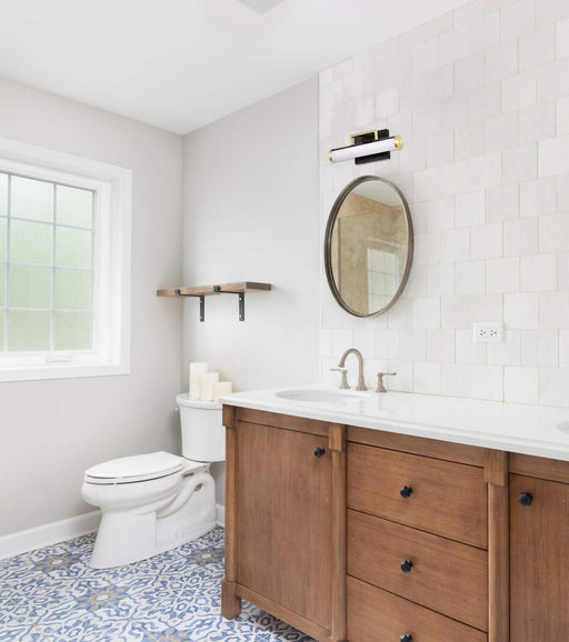 Vanity Nuvo 62-1537 Solano Small Vanity - LED - Black and Brushed Brass Finish - White Acrylic Lens Nuvo