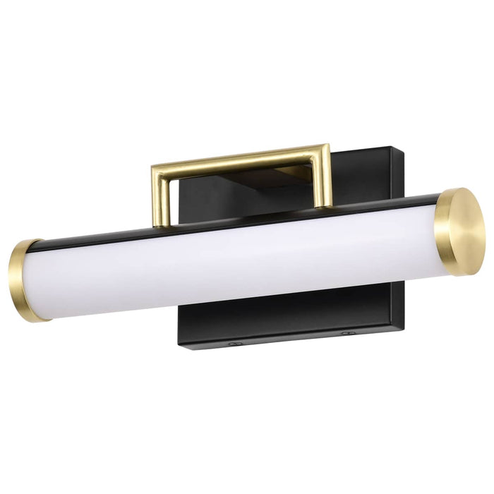 Vanity Nuvo 62-1537 Solano Small Vanity - LED - Black and Brushed Brass Finish - White Acrylic Lens Nuvo