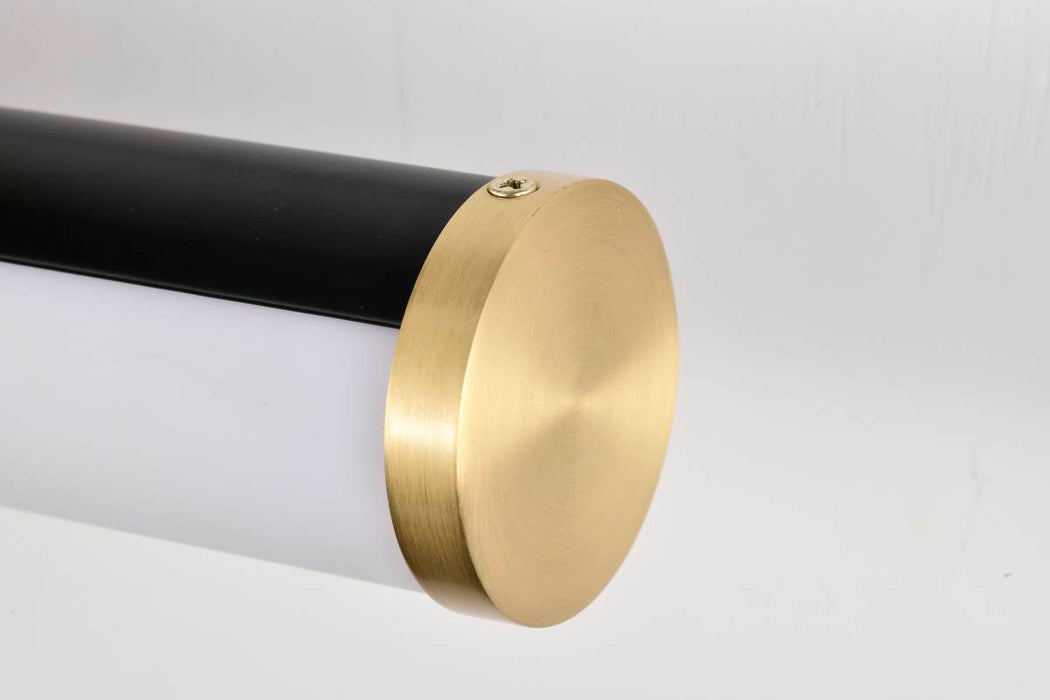 Vanity Nuvo 62-1538 Solano Medium Vanity - LED - Black and Brushed Brass Finish - White Acrylic Lens Nuvo