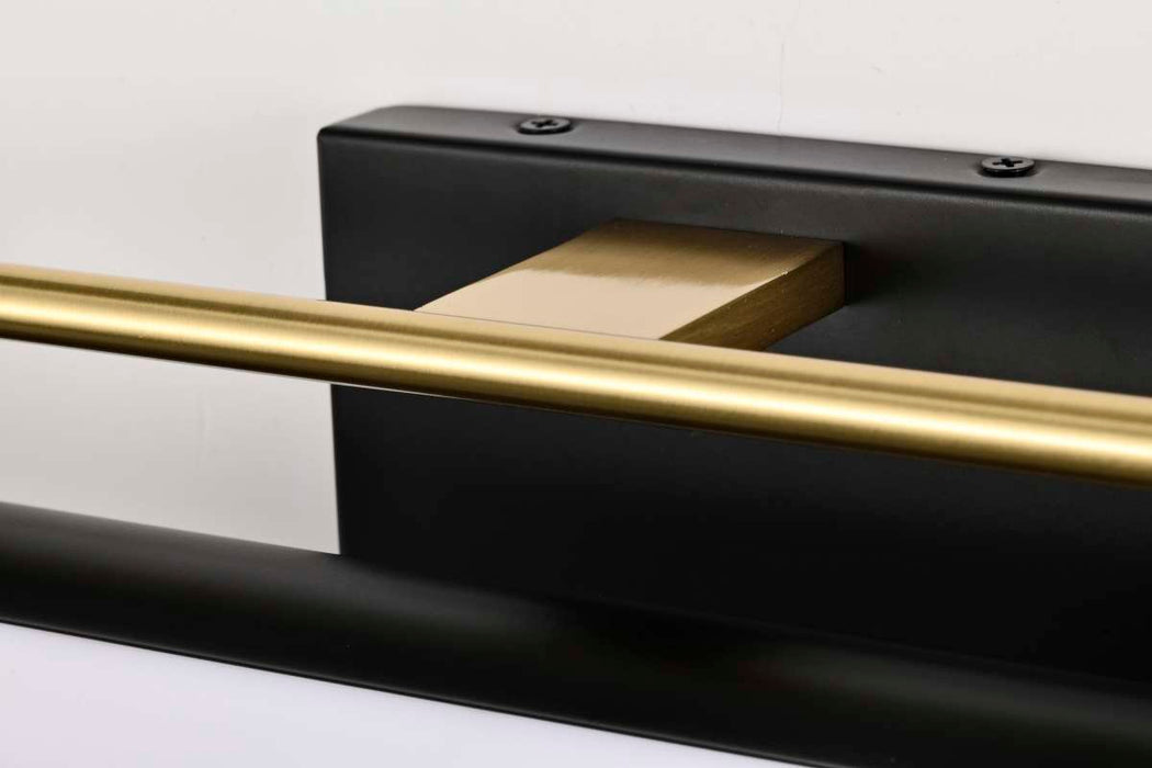 Vanity Nuvo 62-1538 Solano Medium Vanity - LED - Black and Brushed Brass Finish - White Acrylic Lens Nuvo