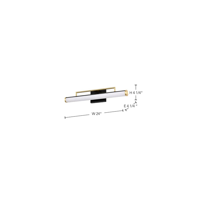 Vanity Nuvo 62-1538 Solano Medium Vanity - LED - Black and Brushed Brass Finish - White Acrylic Lens Nuvo