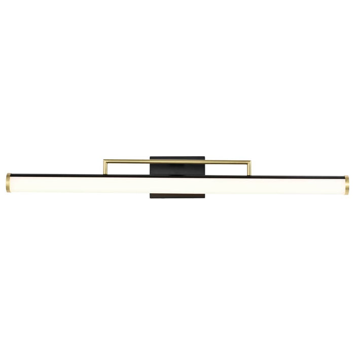Vanity Nuvo 62-1539 Solano Large Vanity - LED - Black and Brushed Brass Finish - White Acrylic Lens Nuvo