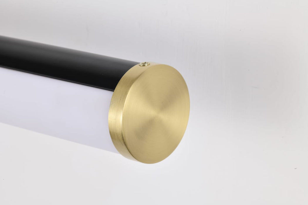 Vanity Nuvo 62-1539 Solano Large Vanity - LED - Black and Brushed Brass Finish - White Acrylic Lens Nuvo