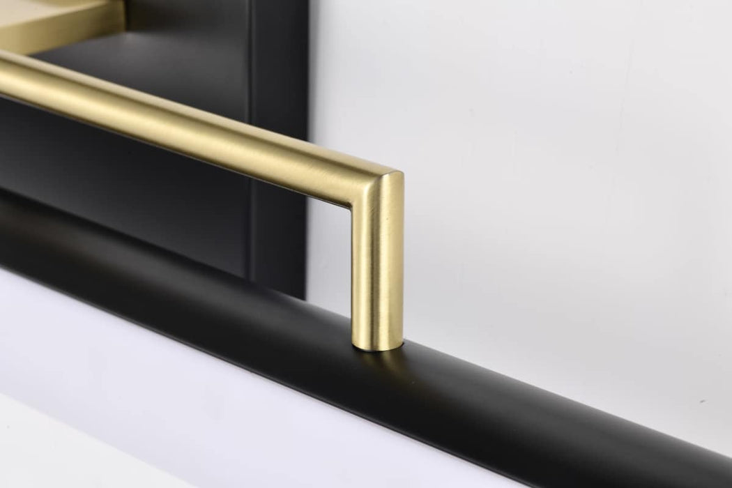 Vanity Nuvo 62-1539 Solano Large Vanity - LED - Black and Brushed Brass Finish - White Acrylic Lens Nuvo
