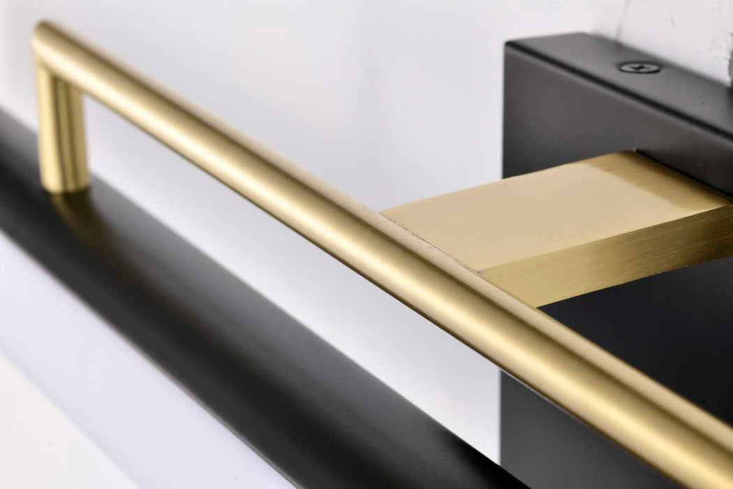 Vanity Nuvo 62-1539 Solano Large Vanity - LED - Black and Brushed Brass Finish - White Acrylic Lens Nuvo